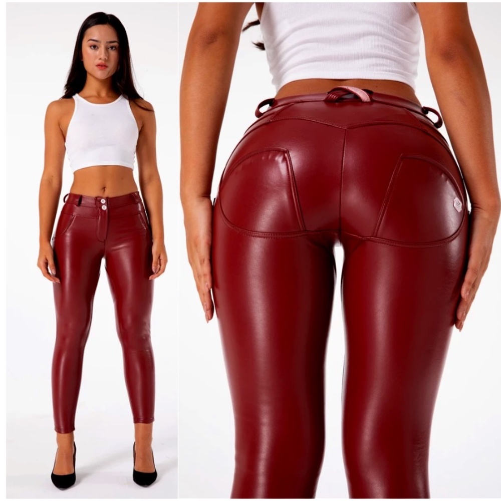 Vegan Leather Pants Stretch Butt Lift